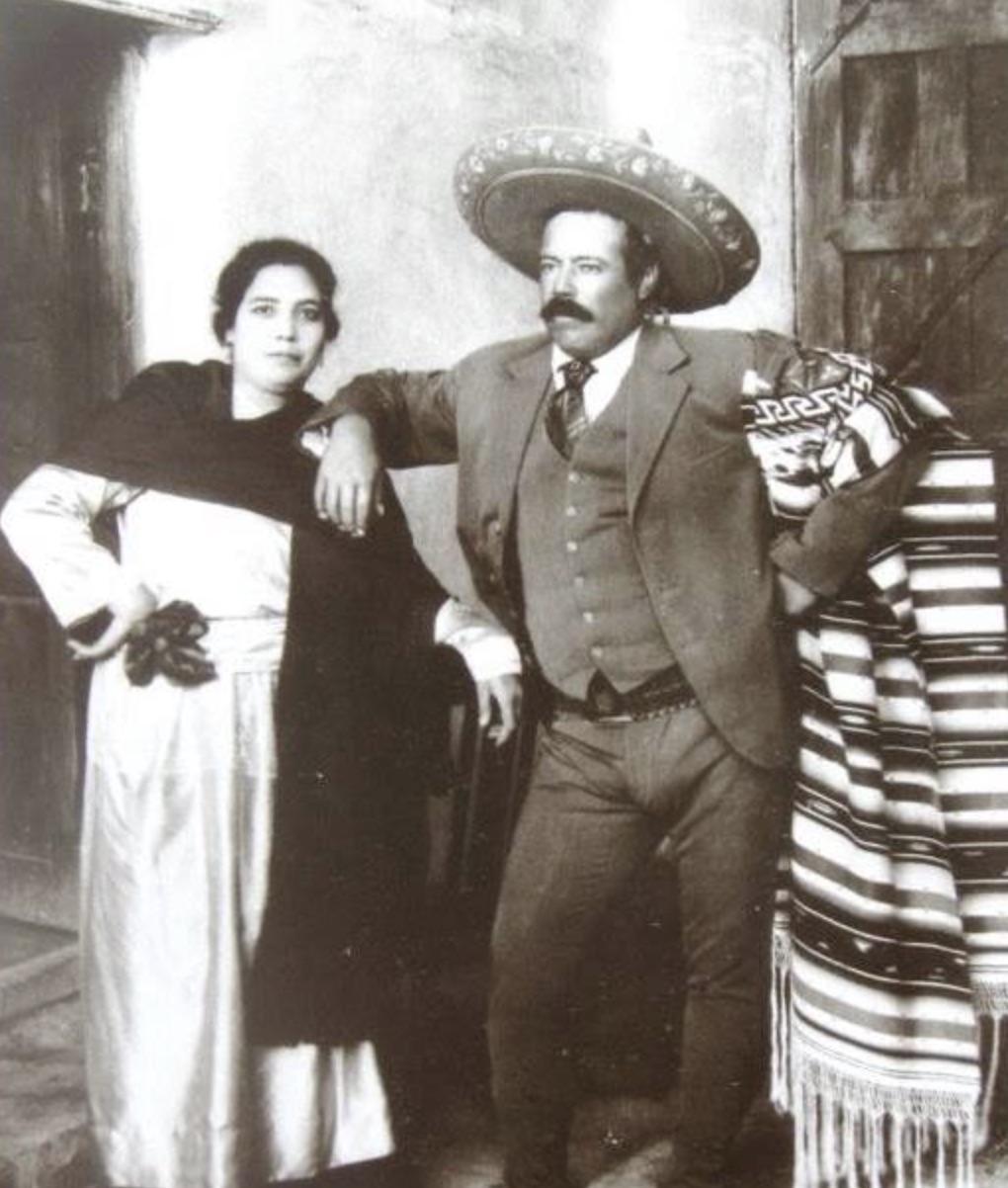Villa and his wife Luz Corral at his hacienda in 1923, a few months before his assassination. 